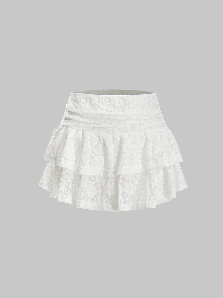 A Line Boho Layered Ruched Mini Women Skirt