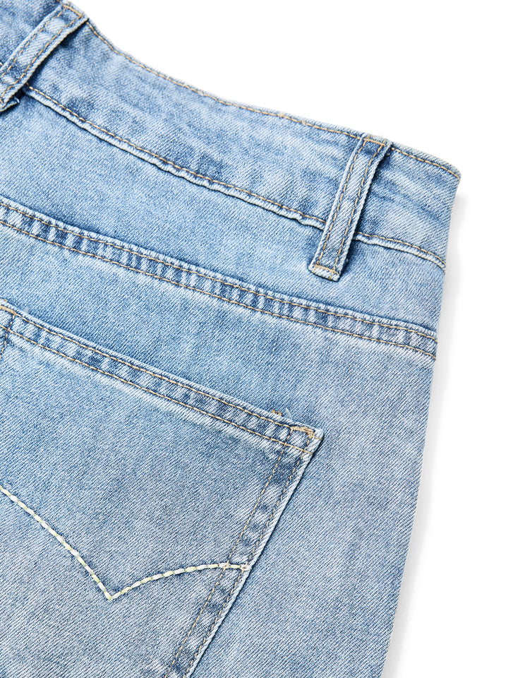 没图 MWD2025061181 Contraste de bouton simple décontracté couture de la jambe large jeans