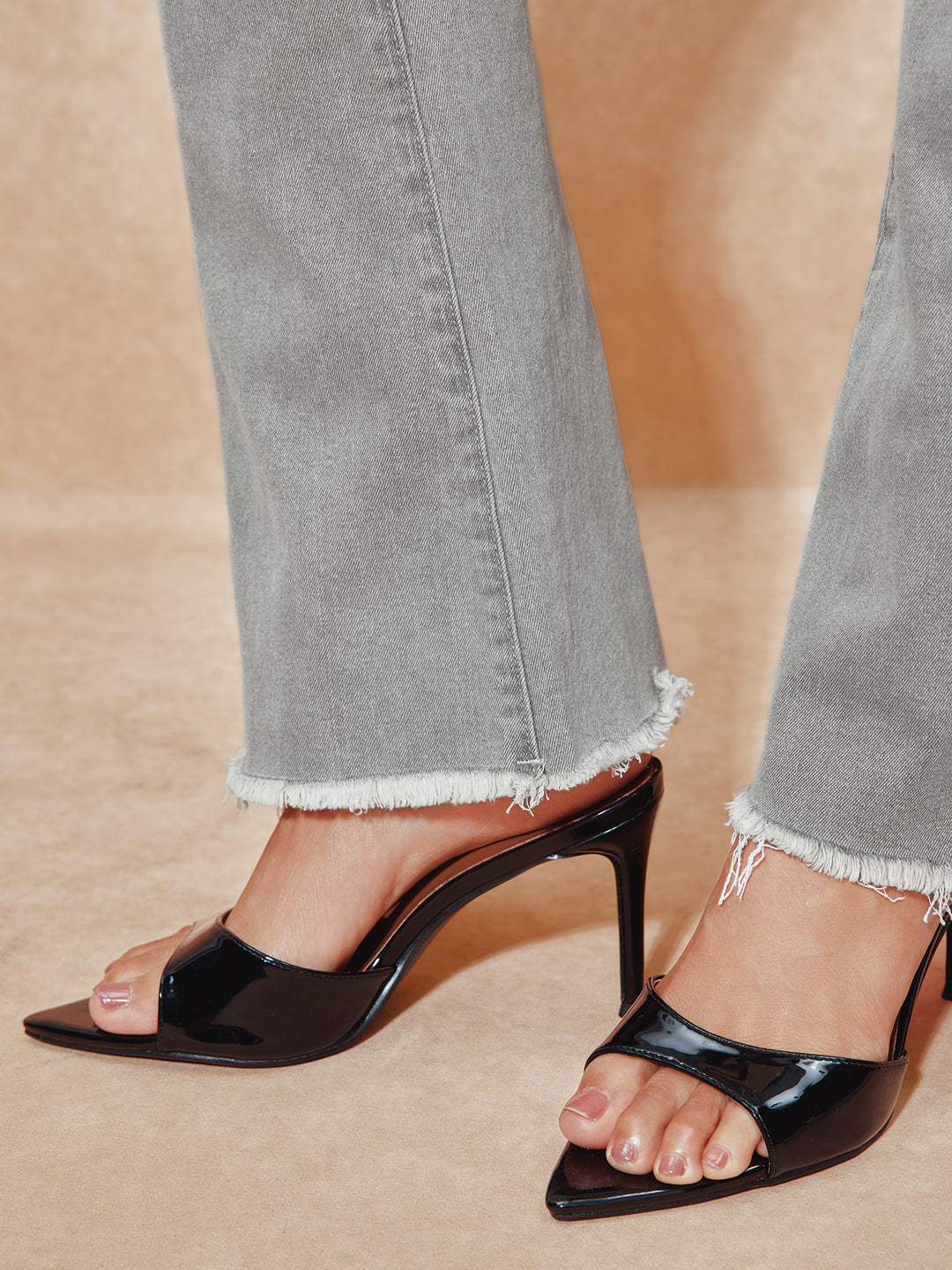 Flared Casual  Pocket Raw Hem Women Jeans