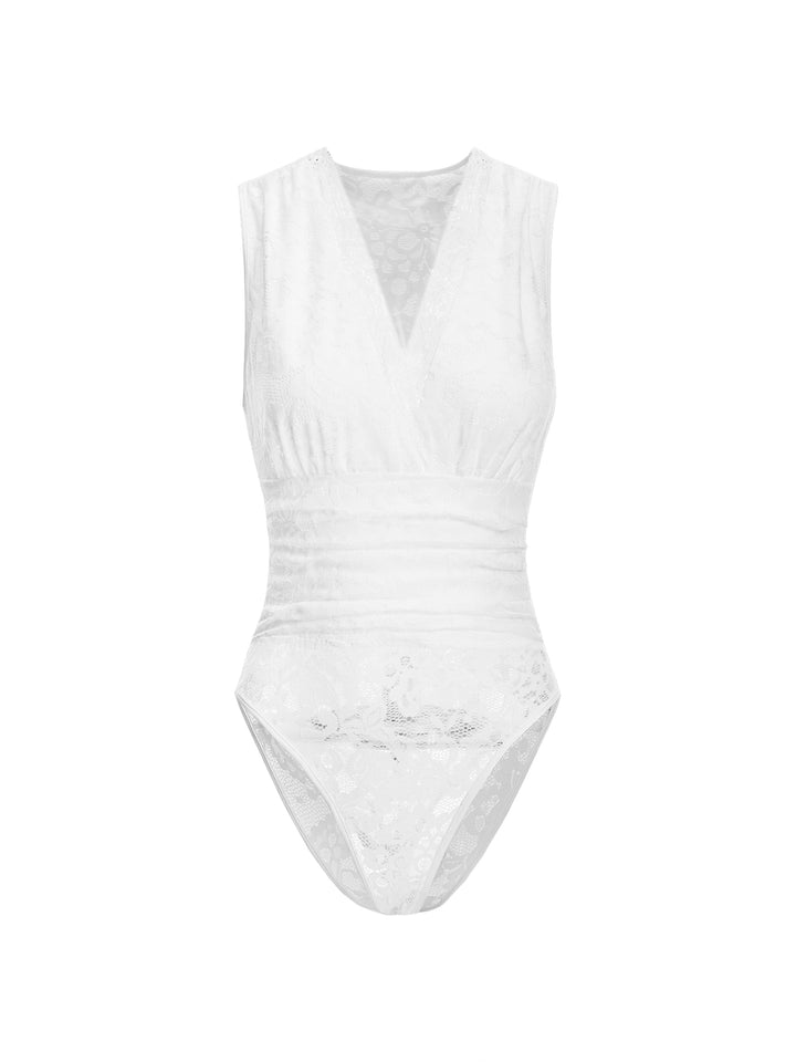 Bodysuit أنيقة الأزهار جوفاء خارج روكيد الخامس نساء البلاغات