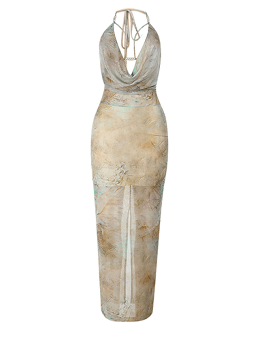 Tunic Boho Tie Dye Halter Midi Women Dress