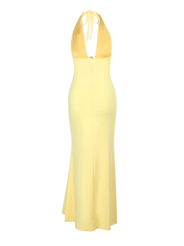 Mermaid boho halter sin respaldo maxi vestido mujeres