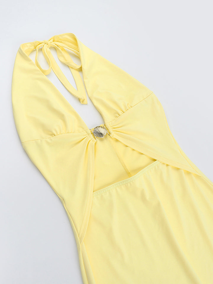 Mermaid boho halter sin respaldo maxi vestido mujeres