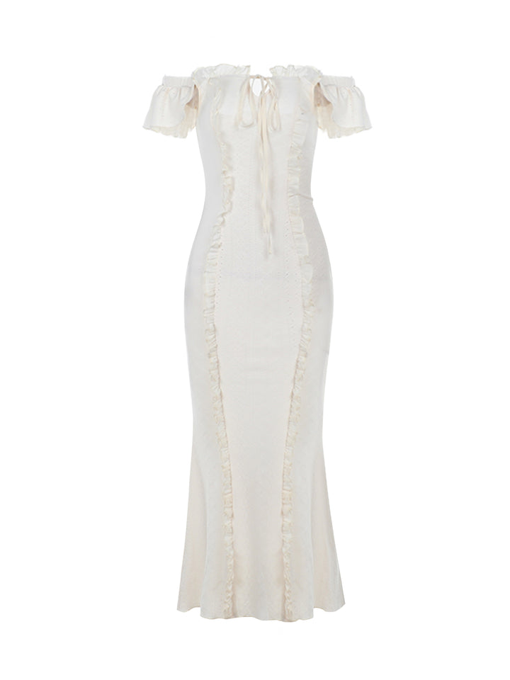 Meerjungfrau Boho Leopardenmuster Rückenfreier gekerbter Hals Maxi Frauen Kleid