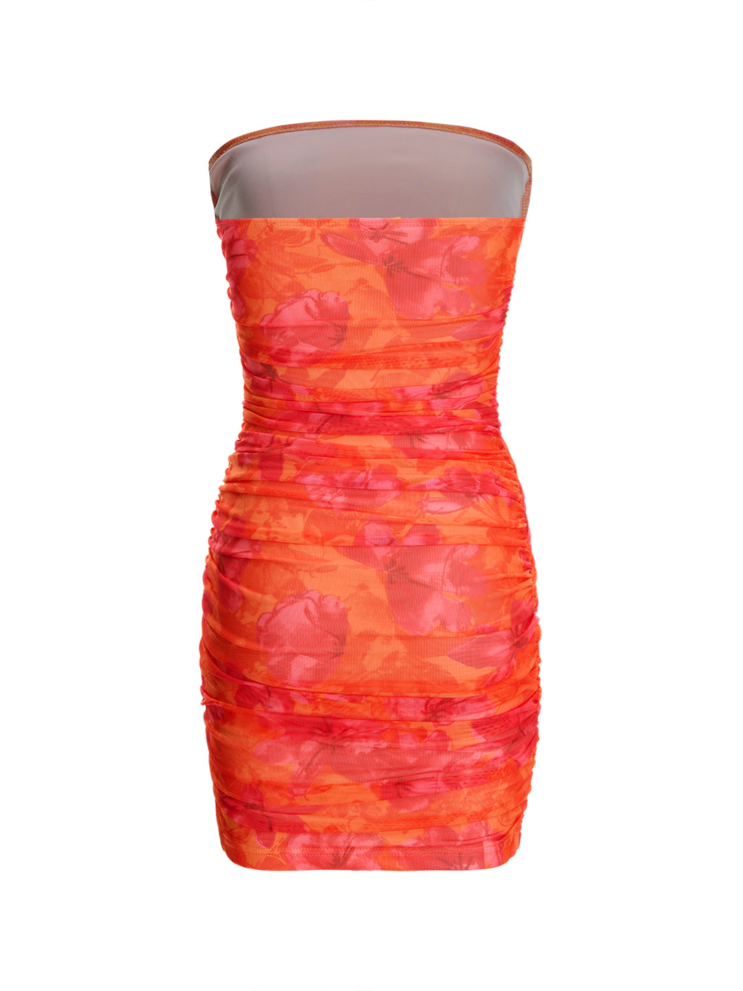 Bandeau Boho Floral Ruched Slit Mini Women Dress