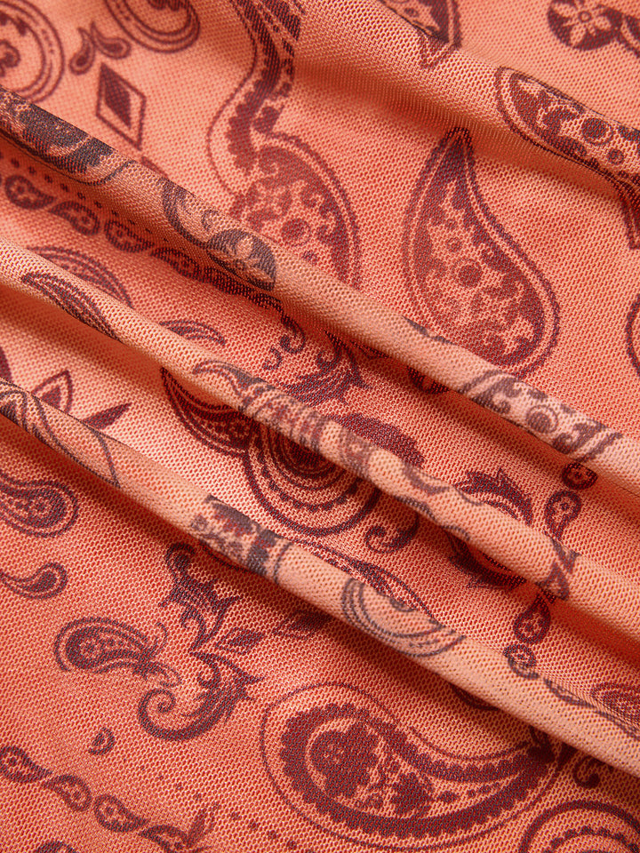 Boho überall über Druckschatz Ärmel und ein Linie Mini -Kleid