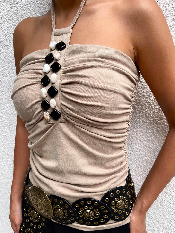 Boho Plain Neckholder ärmellose Frauen Tanktops & Camis