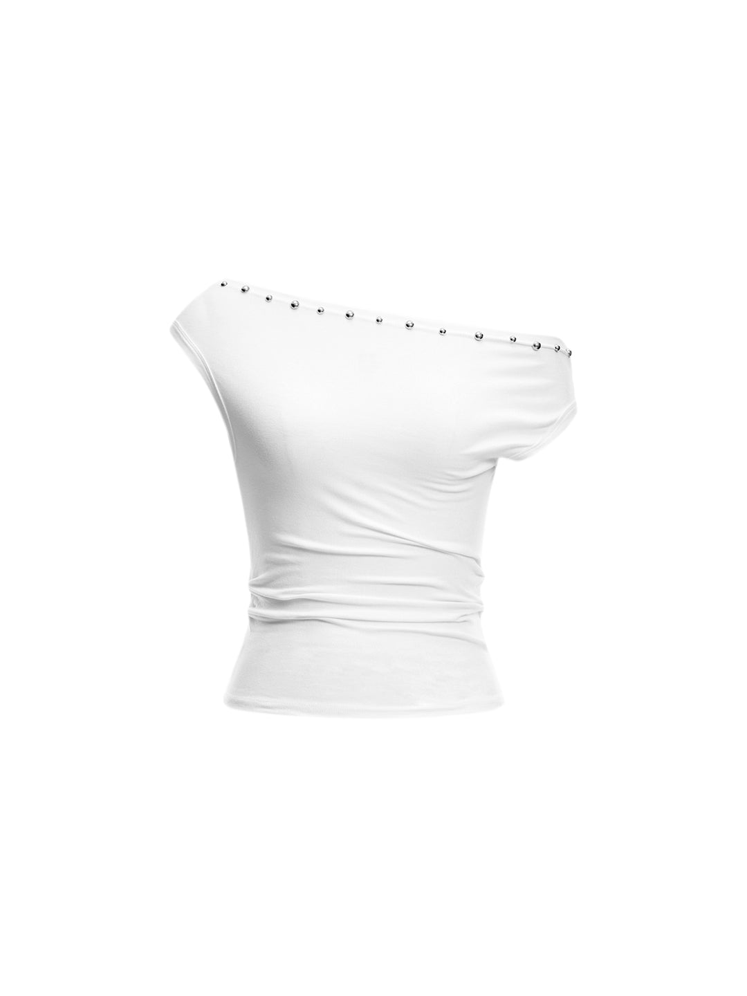 Lässige schlichte asymmetrische Hals ärmellose Frauen T-Shirt