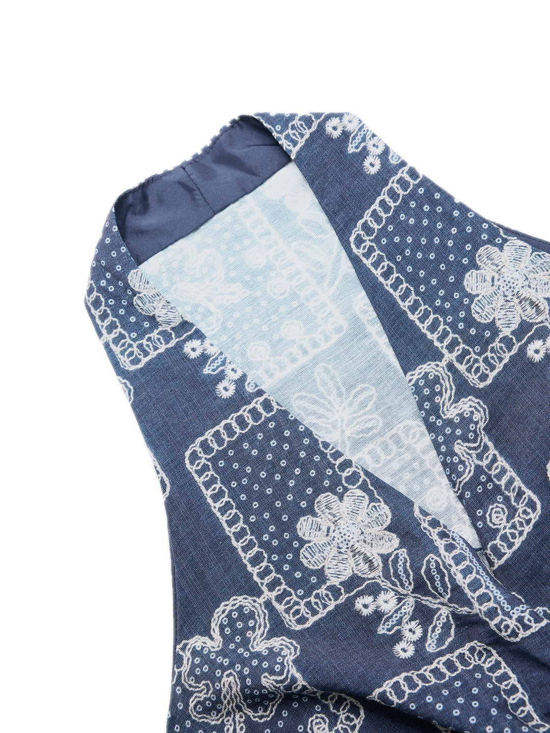 Boho Floral Patchwork Slit Twist Zipper V Cuelas de tanque sin mangas para el cuello