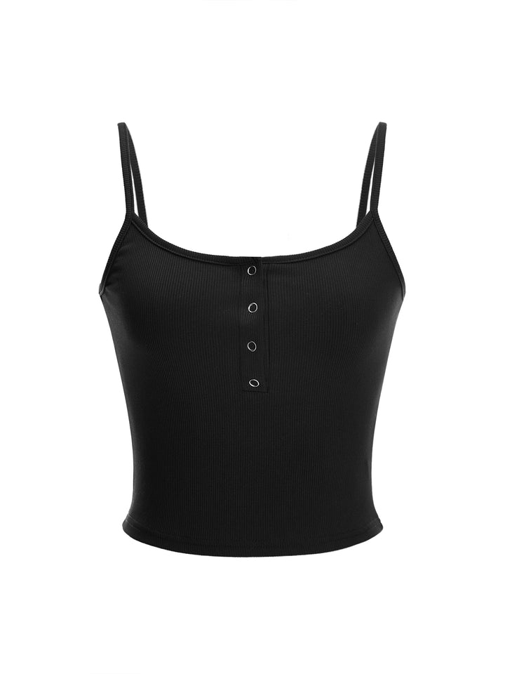 Cami Casual Buckle Scoop Neck Crop Women Top
