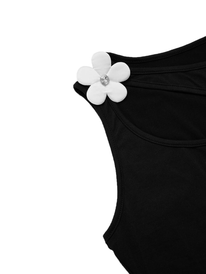 Tank Casual 3D Floral Scoop Neck Women Tops