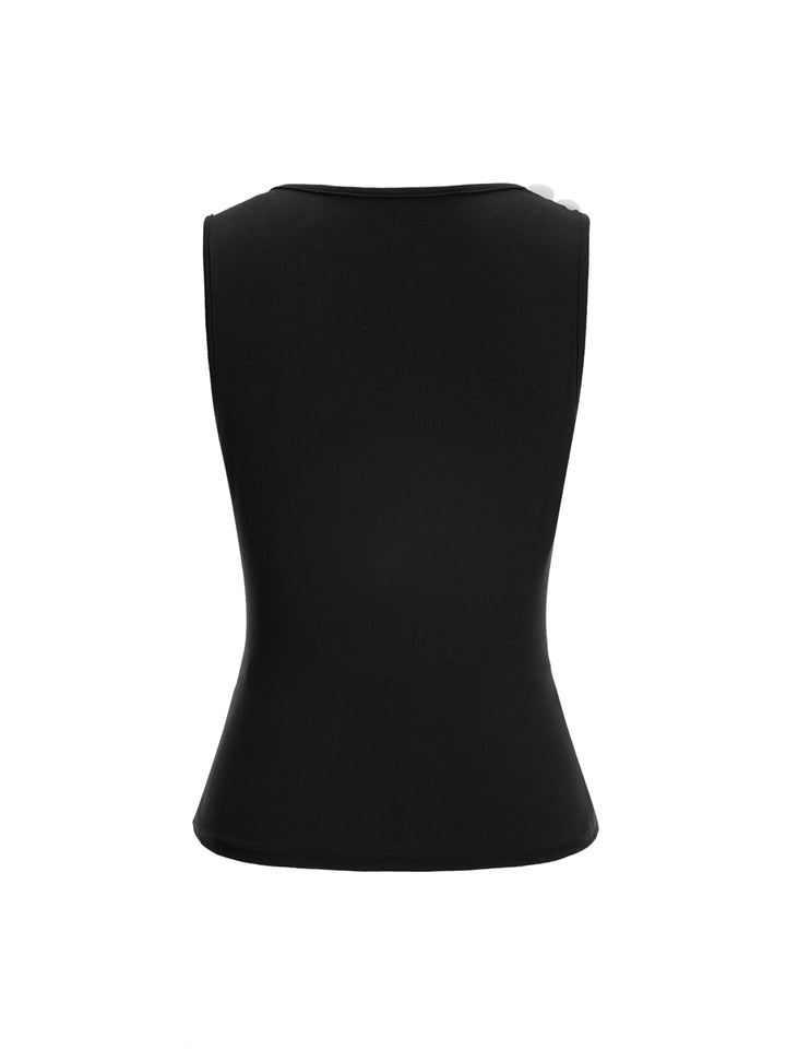 Tank Casual 3D Floral Scoop Neck Women Tops