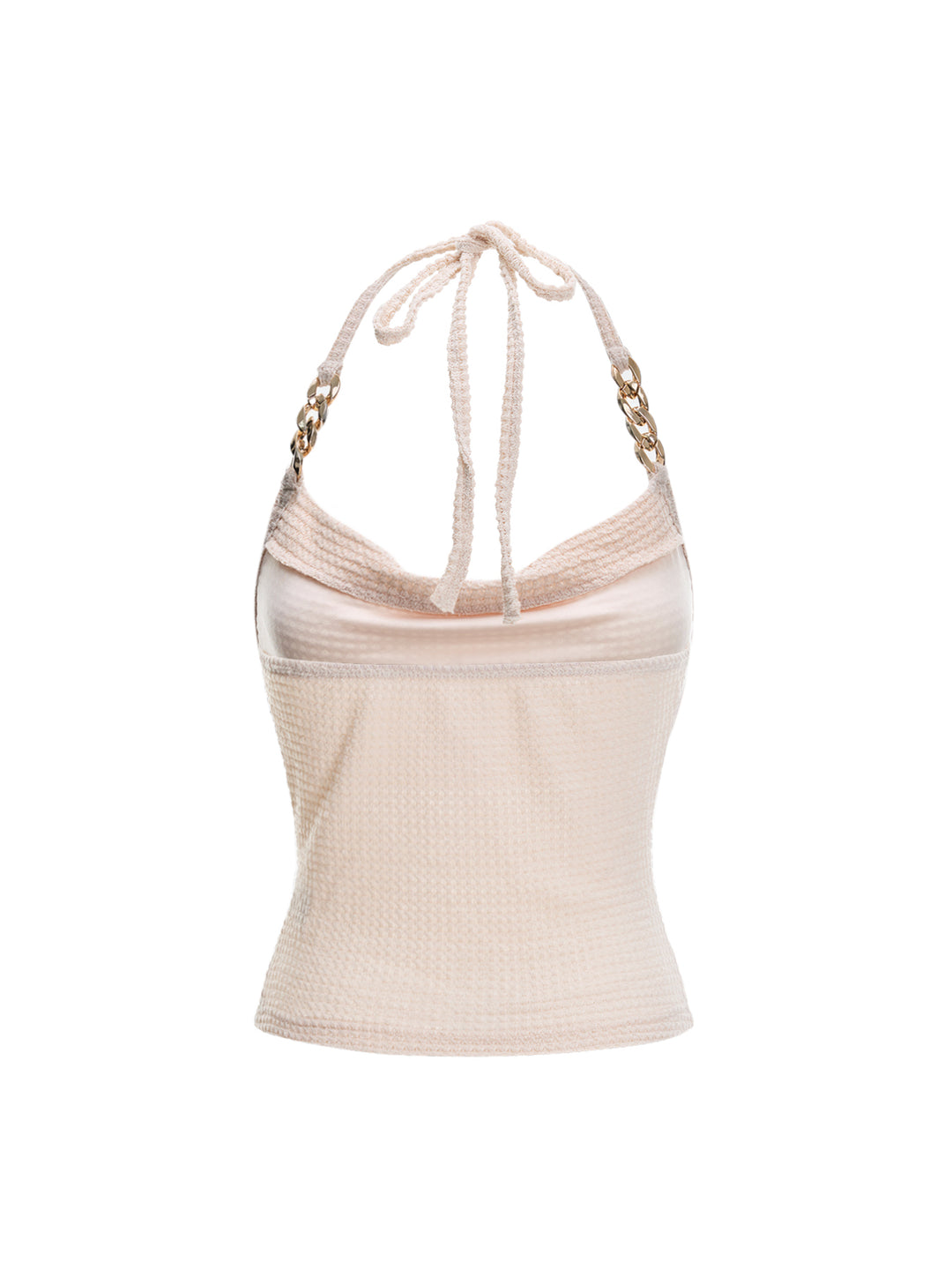 Cami Boho Chain Draped Pointelle Cowl Neck Women Tank Tops & Camis