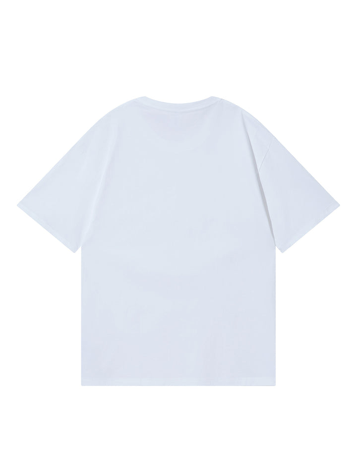 Casual de cerezo/ auto de carreras/ niña Cóctel/ gráficos de osos Camiseta blanca de algodón de mangas cortas impresas