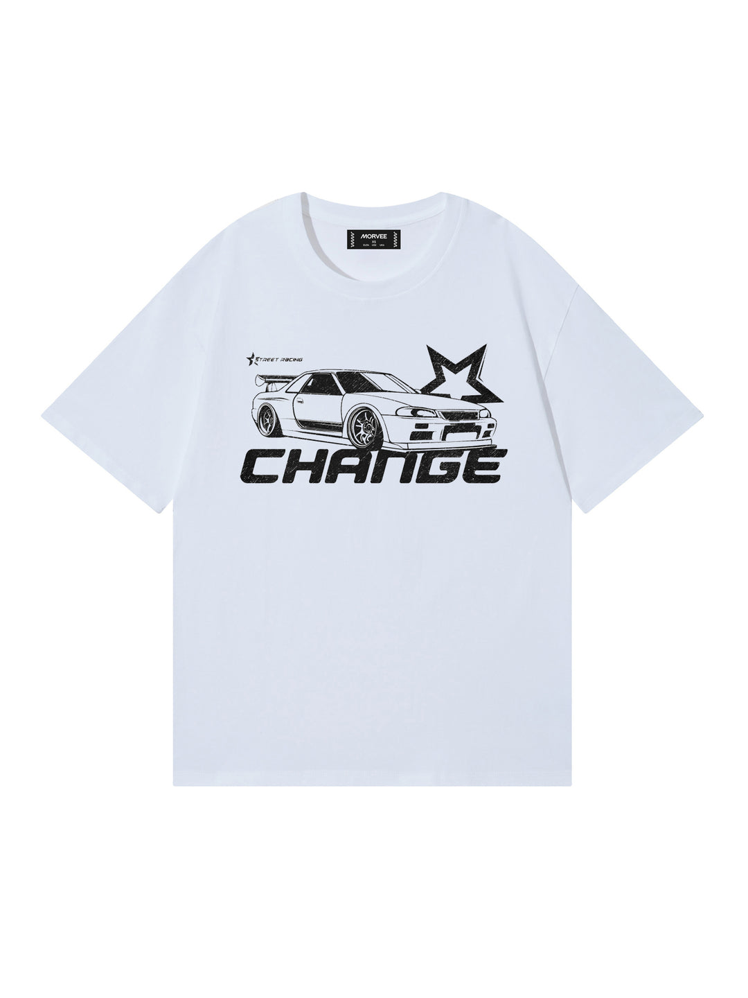 Casual de cerezo/ auto de carreras/ niña Cóctel/ gráficos de osos Camiseta blanca de algodón de mangas cortas impresas