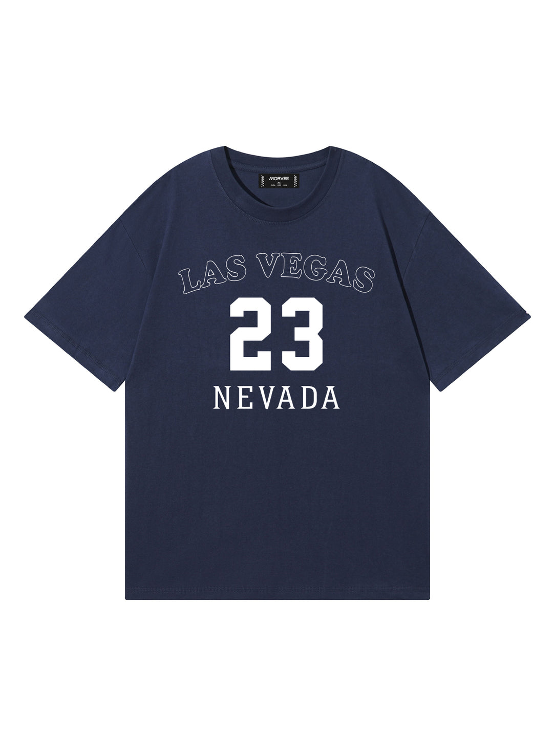 Casual Las Vegas 23/ Eagle/ New York 98/ Los Angeles 1987 Slogan gedruckt runden Hals kurzärärmische Baumwolle übergroße Marine T -Shirt
