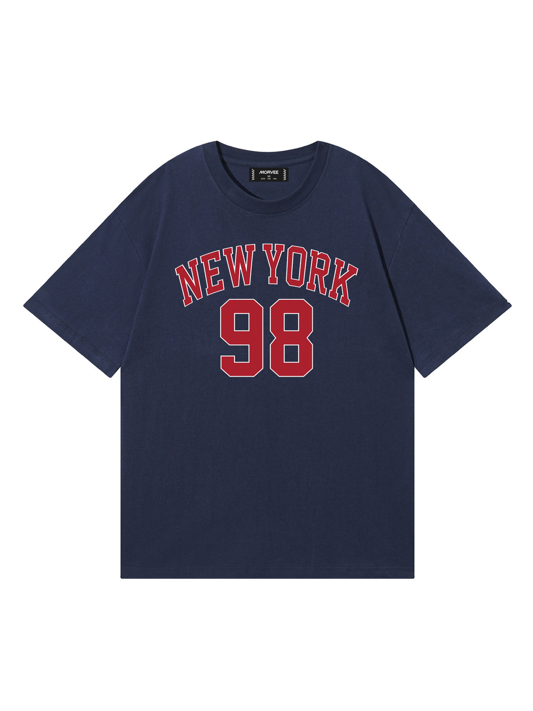 Casual Las Vegas 23/ Eagle/ New York 98/ Los Angeles 1987 Slogan gedruckt runden Hals kurzärärmische Baumwolle übergroße Marine T -Shirt