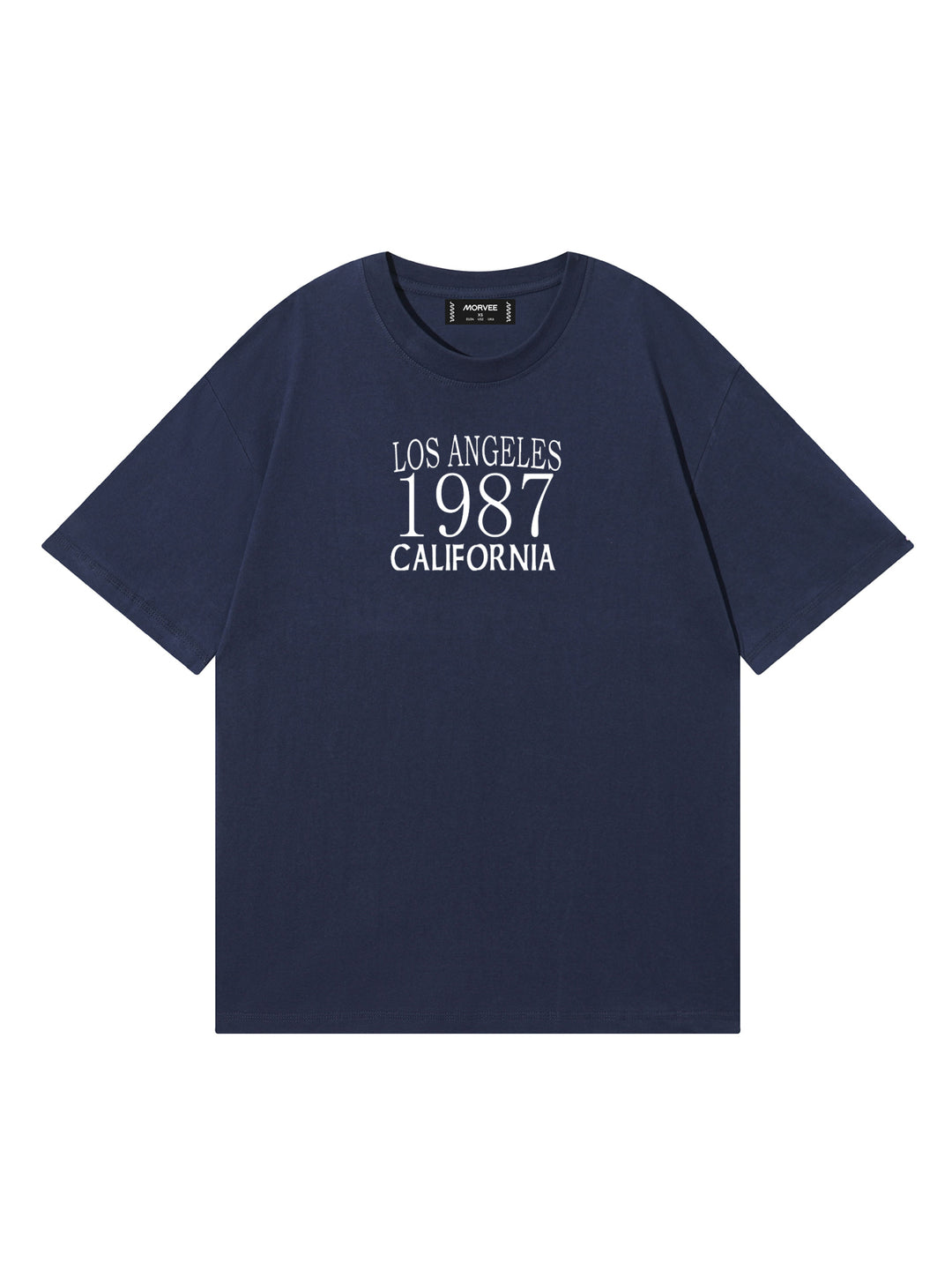 Casual Las Vegas 23/ Eagle/ New York 98/ Los Angeles 1987 Slogan gedruckt runden Hals kurzärärmische Baumwolle übergroße Marine T -Shirt