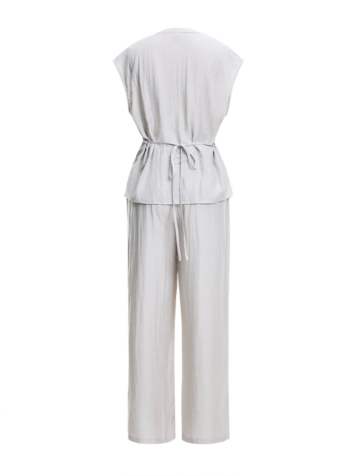 Casual Plain Knot Women Two-piece Outfits