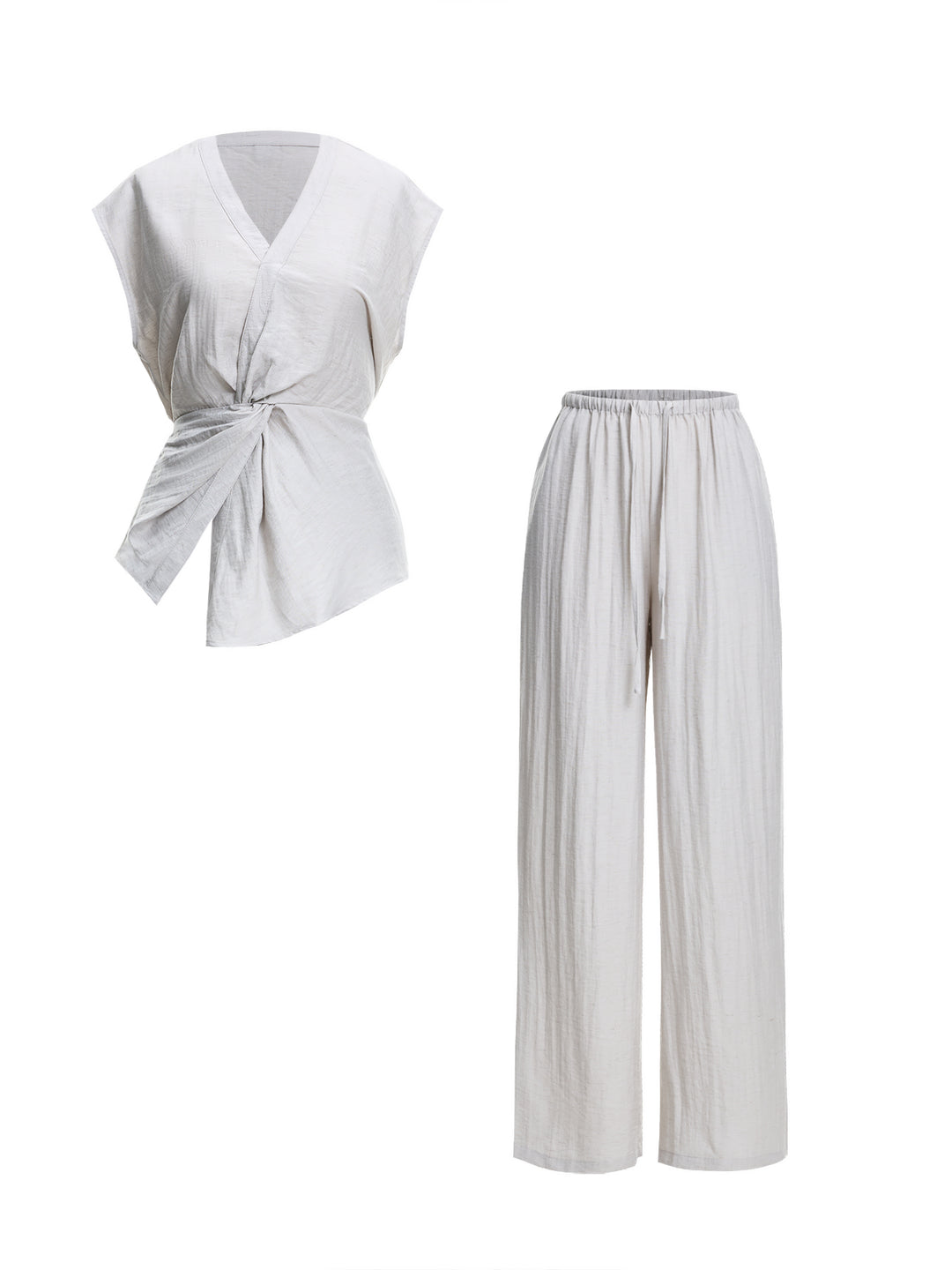 Casual Plain Knot Women Two-piece Outfits