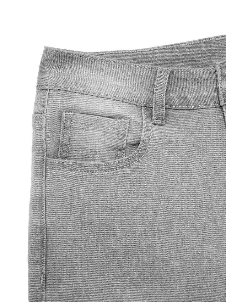 Flared Casual  Pocket Raw Hem Women Jeans