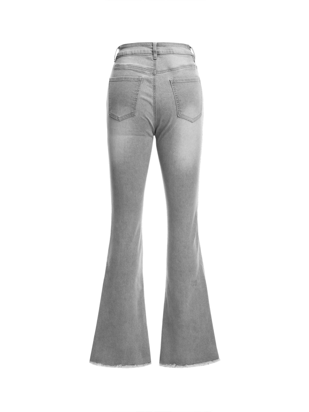 Flared Casual  Pocket Raw Hem Women Jeans