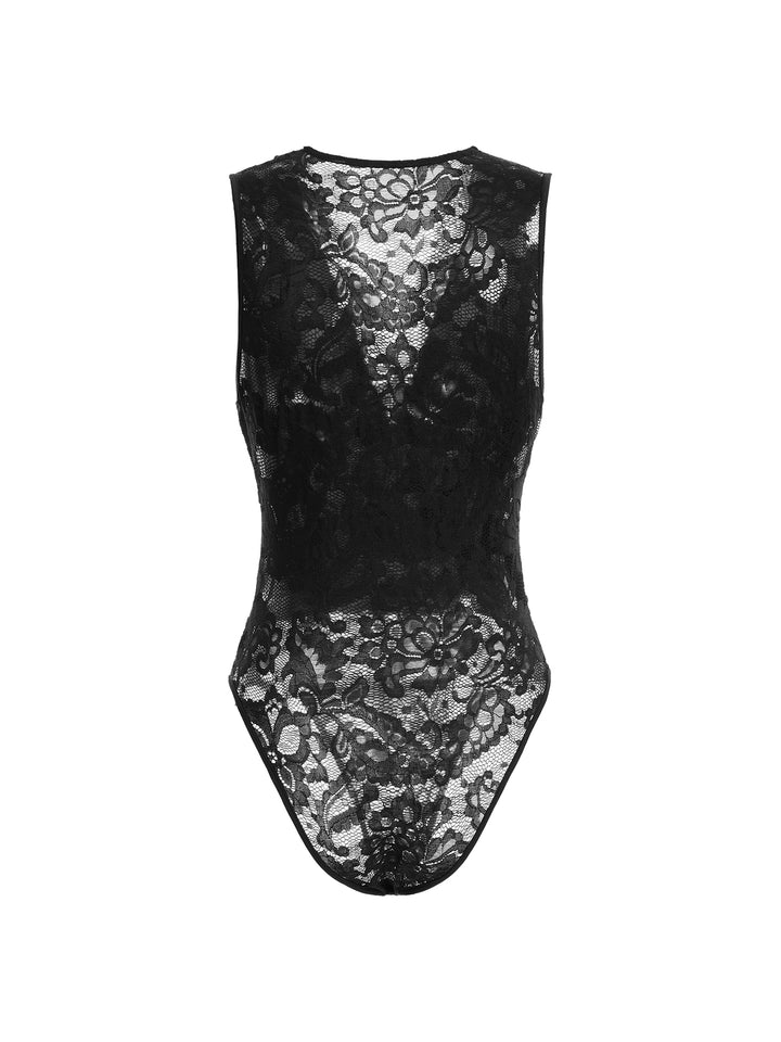 Bodysuit أنيقة الأزهار جوفاء خارج روكيد الخامس نساء البلاغات