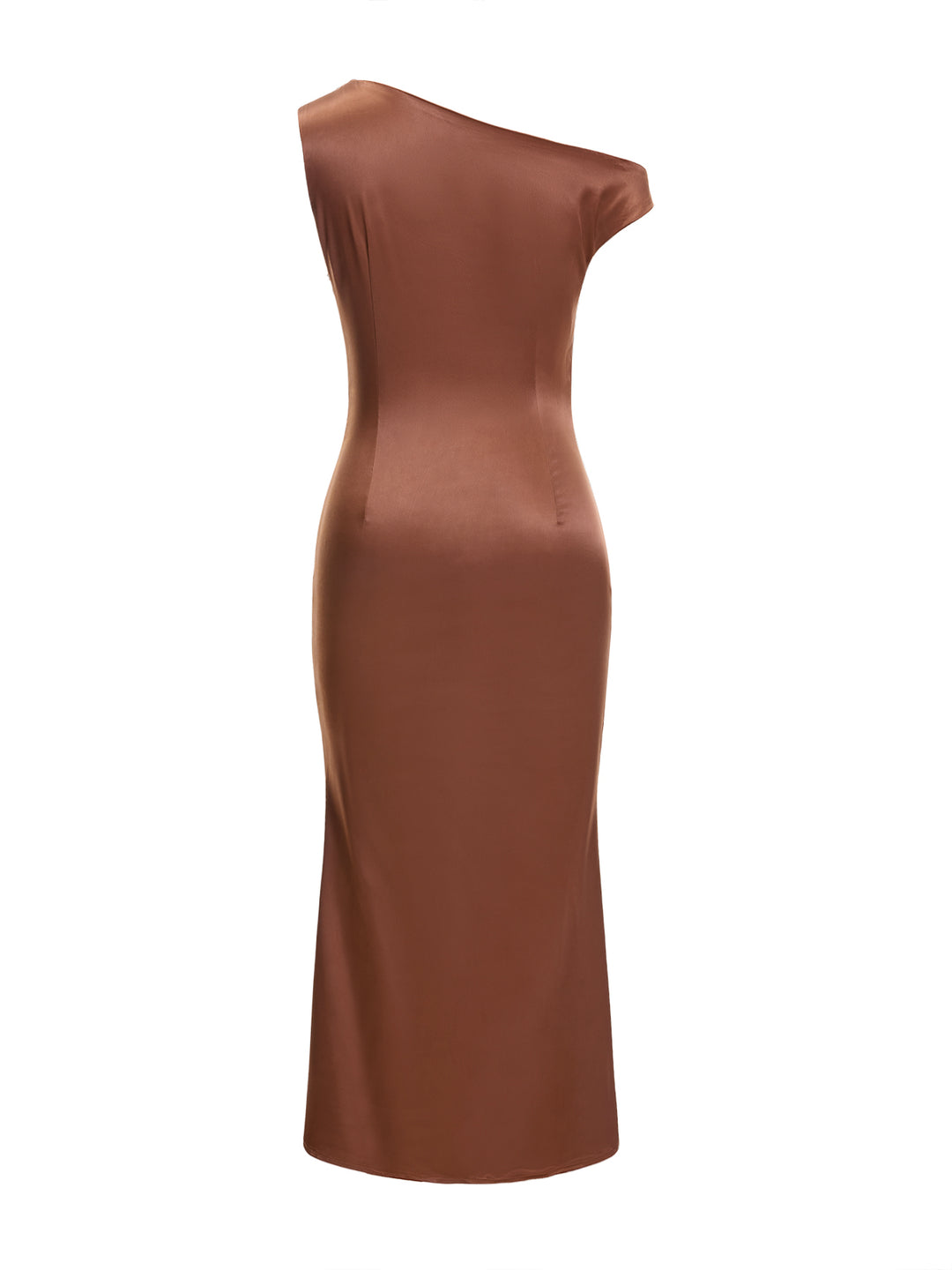 Mermaid Elegant Ruched Asymmetrical Neck Midi Women Dress