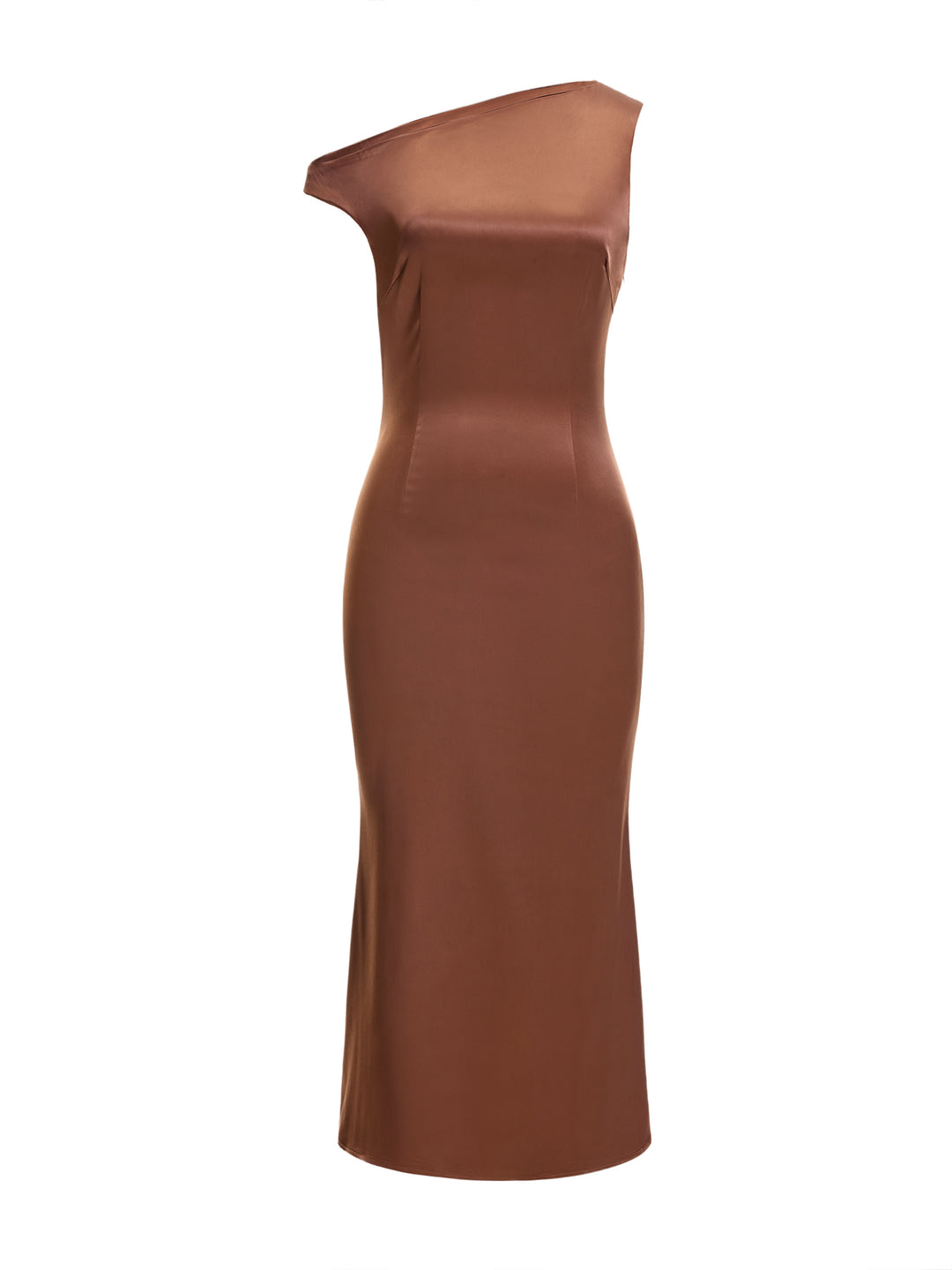 Mermaid Elegant Ruched Asymmetrical Neck Midi Women Dress
