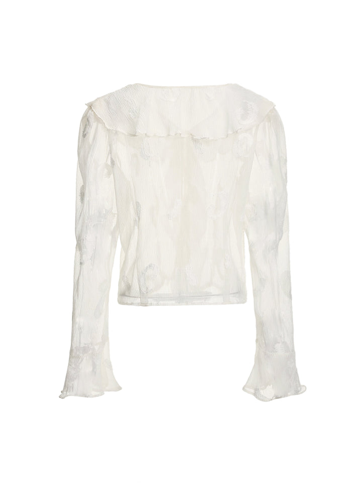 Boho Ruffle V Neck manga regular Bodas de mujeres