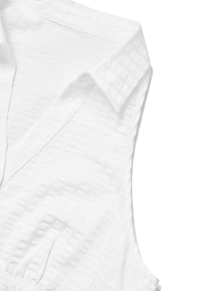 Coldure de chemise plissée décontractée Blans sans manches